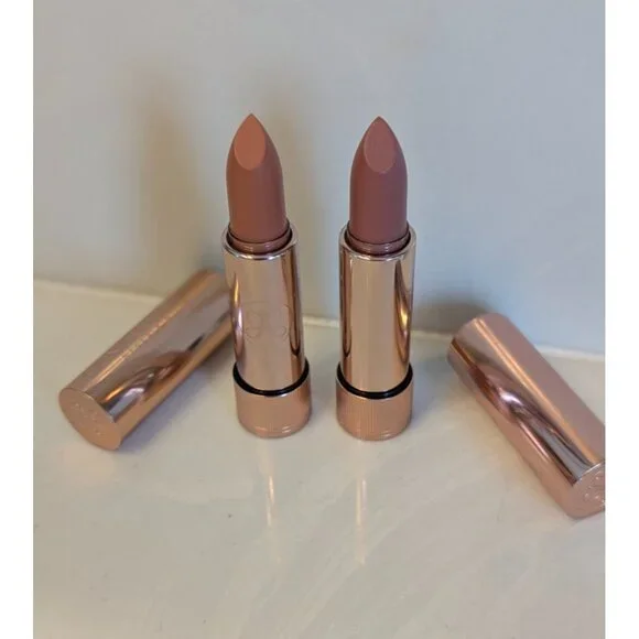 Anastasia Beverly hills satin lip stick warm peach taupe beige & clear brow gel